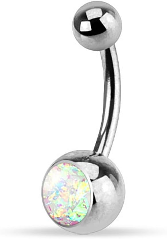 FIFTH CUE 14G Opal Glitter Set 316L Surgical Steel Belly Button Rings