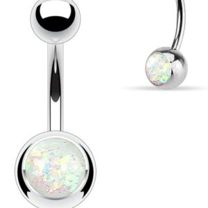 FIFTH CUE 14G Opal Glitter Set 316L Surgical Steel Belly Button Rings