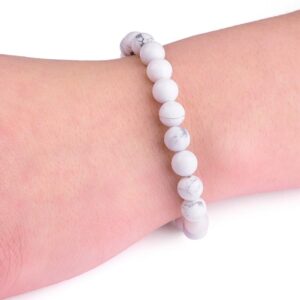 2 Pcs Couple Distance Relationship Bracelets Black Matte Agate & White Howlite Energy Beads Stone Ying Yang Balance Bracelet Banglet for Lovers Touch Bracelets Long Distance Relationship¡­