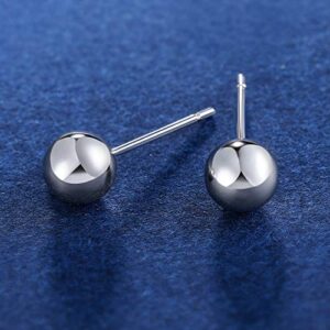 MDFUN 6 Pairs Surgical Stainless Steel Round Ball Stud Earrings Set for Women Men 3-7mm