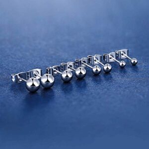 MDFUN 6 Pairs Surgical Stainless Steel Round Ball Stud Earrings Set for Women Men 3-7mm