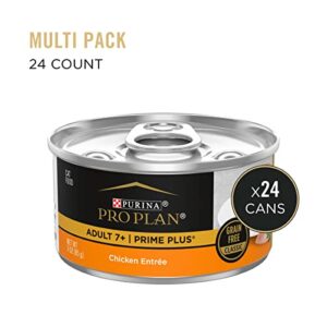 Purina Pro Plan Grain Free Senior Wet Cat Food Pate, SENIOR Adult 7+ Prime Plus Chicken Entree - (Pack of 24) 3 oz. Pull-Top Cans