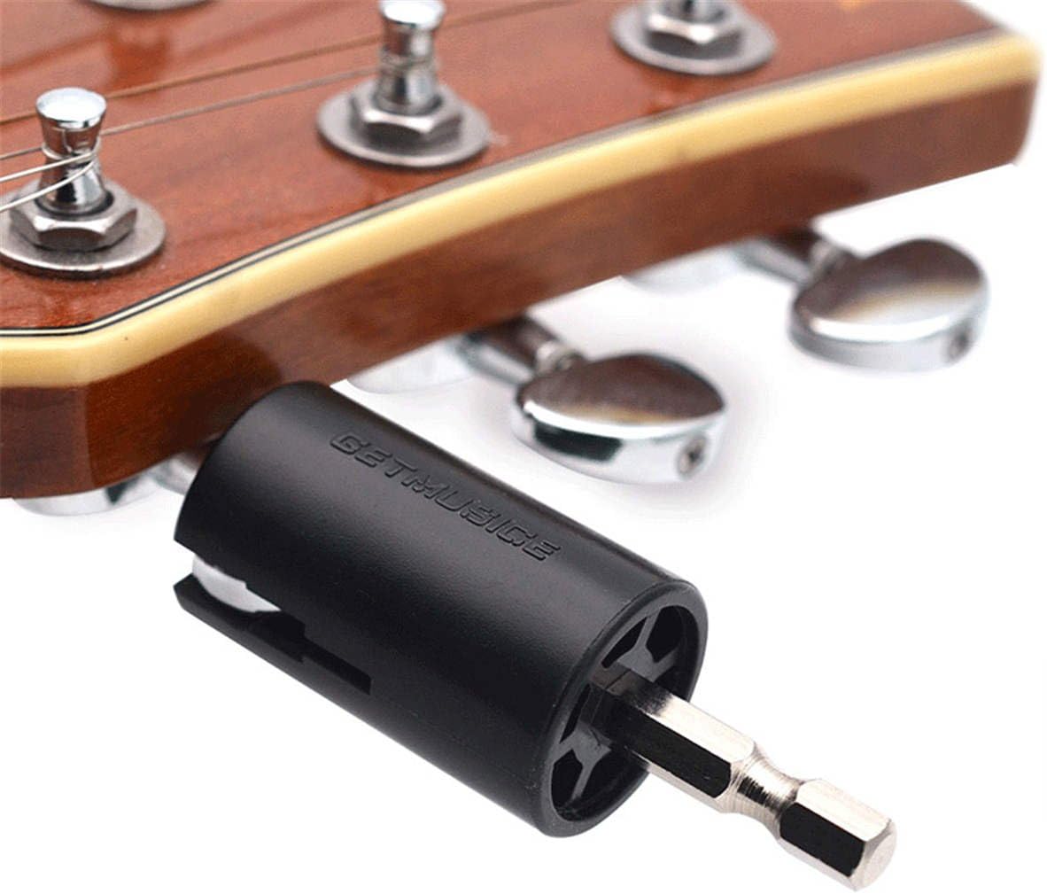 Hexagonal Drill Bit Tuning Peg Winder For Electric Acoustic Guitar Bass String Change Maintenance, Attaches to Power Screwdriver or Power Drill