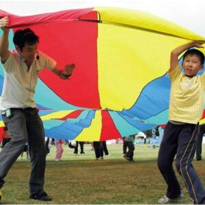 GSi Kids Play Parachute 24 Ft, 30Ft, 35Ft Toy with Handles and Carry Bag for Cooperative Play and for Upper-Body Strength | Multi-Colored