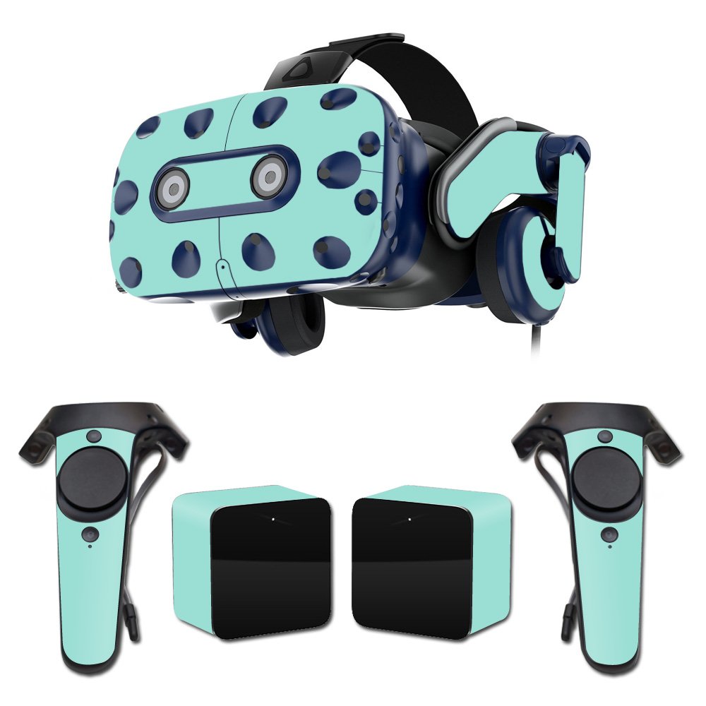 MightySkins Skin Compatible with HTC Vive Pro VR Headset - Solid Seafoam | Protective, Durable, and Unique Vinyl Decal wrap Cover | Easy to Apply, Remove, and Change Styles | Made in The USA