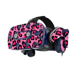 mightyskins skin compatible with htc vive pro vr headset - pink leopard | protective, durable, and unique vinyl decal wrap cover | easy to apply, remove, and change styles | made in the usa