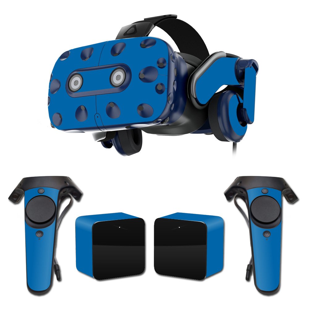 MightySkins Skin Compatible with HTC Vive Pro VR Headset - Solid Blue | Protective, Durable, and Unique Vinyl Decal wrap Cover | Easy to Apply, Remove, and Change Styles | Made in The USA