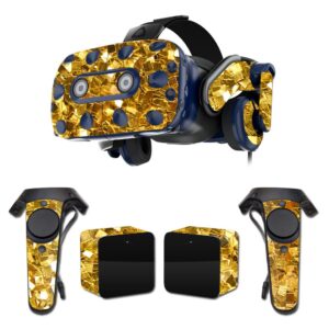 mightyskins skin compatible with htc vive pro vr headset - gold chips | protective, durable, and unique vinyl decal wrap cover | easy to apply, remove, and change styles | made in the usa