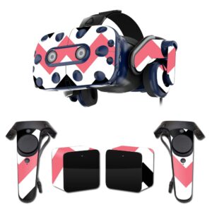 mightyskins skin compatible with htc vive pro vr headset - black pink chevron | protective, durable, and unique vinyl decal wrap cover | easy to apply, remove, and change styles | made in the usa