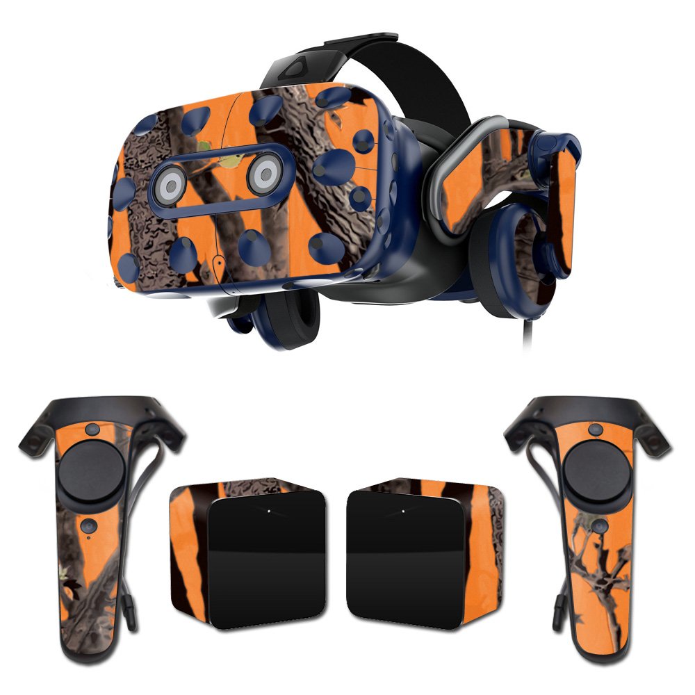 MightySkins Skin Compatible with HTC Vive Pro VR Headset - Orange Camo | Protective, Durable, and Unique Vinyl Decal wrap Cover | Easy to Apply, Remove, and Change Styles | Made in The USA