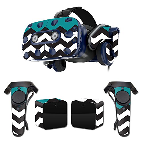 MightySkins Skin Compatible with HTC Vive Pro VR Headset - Teal Chevron | Protective, Durable, and Unique Vinyl Decal wrap Cover | Easy to Apply, Remove, and Change Styles | Made in The USA