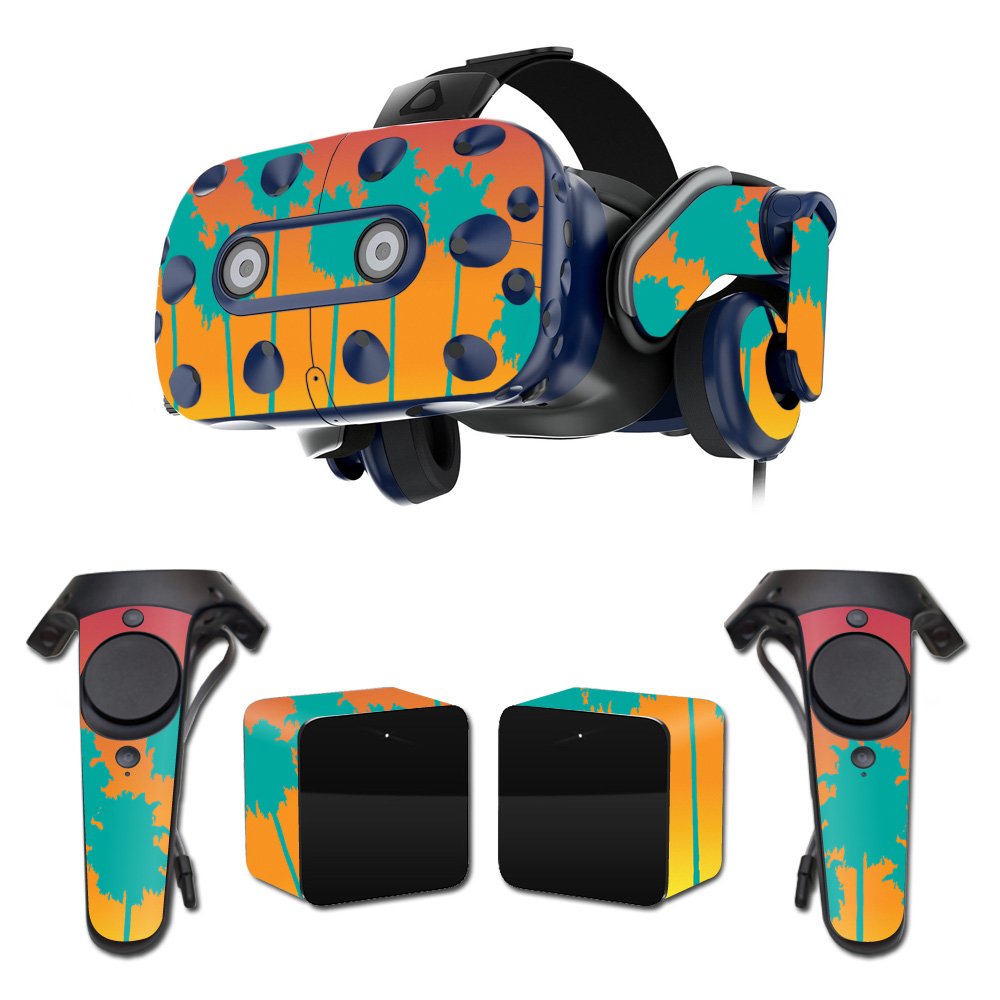 MightySkins Skin Compatible with HTC Vive Pro VR Headset - Sherbet Palms | Protective, Durable, and Unique Vinyl Decal wrap Cover | Easy to Apply, Remove, and Change Styles | Made in The USA