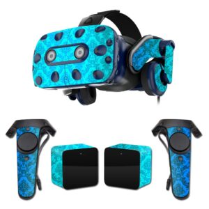 mightyskins skin compatible with htc vive pro vr headset - blue vintage | protective, durable, and unique vinyl decal wrap cover | easy to apply, remove, and change styles | made in the usa