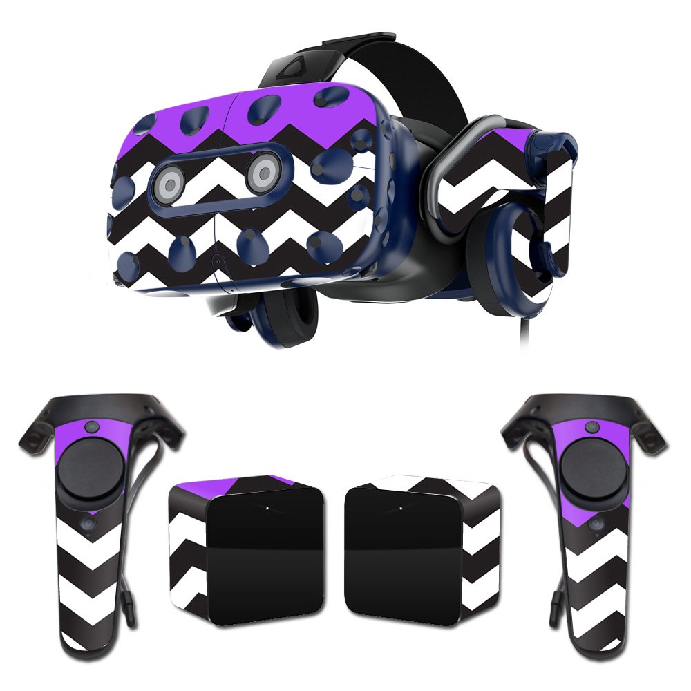 MightySkins Skin Compatible with HTC Vive Pro VR Headset - Purple Chevron | Protective, Durable, and Unique Vinyl Decal wrap Cover | Easy to Apply, Remove, and Change Styles | Made in The USA