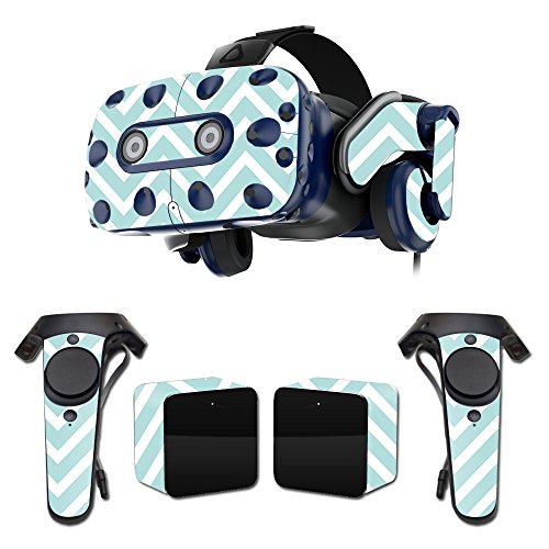 MightySkins Skin Compatible with HTC Vive Pro VR Headset - Aqua Chevron | Protective, Durable, and Unique Vinyl Decal wrap Cover | Easy to Apply, Remove, and Change Styles | Made in The USA