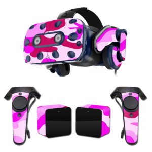 mightyskins skin compatible with htc vive pro vr headset - pink camo | protective, durable, and unique vinyl decal wrap cover | easy to apply, remove, and change styles | made in the usa