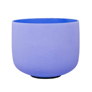 432Hz Perfect Pitch G Note Throat Chakra Blue Colored Frosted Quartz Crystal Singing Bowl 8 inch mallet & o-ring included