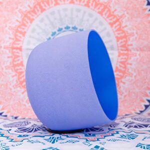 432hz perfect pitch g note throat chakra blue colored frosted quartz crystal singing bowl 10 inch mallet & o-ring included