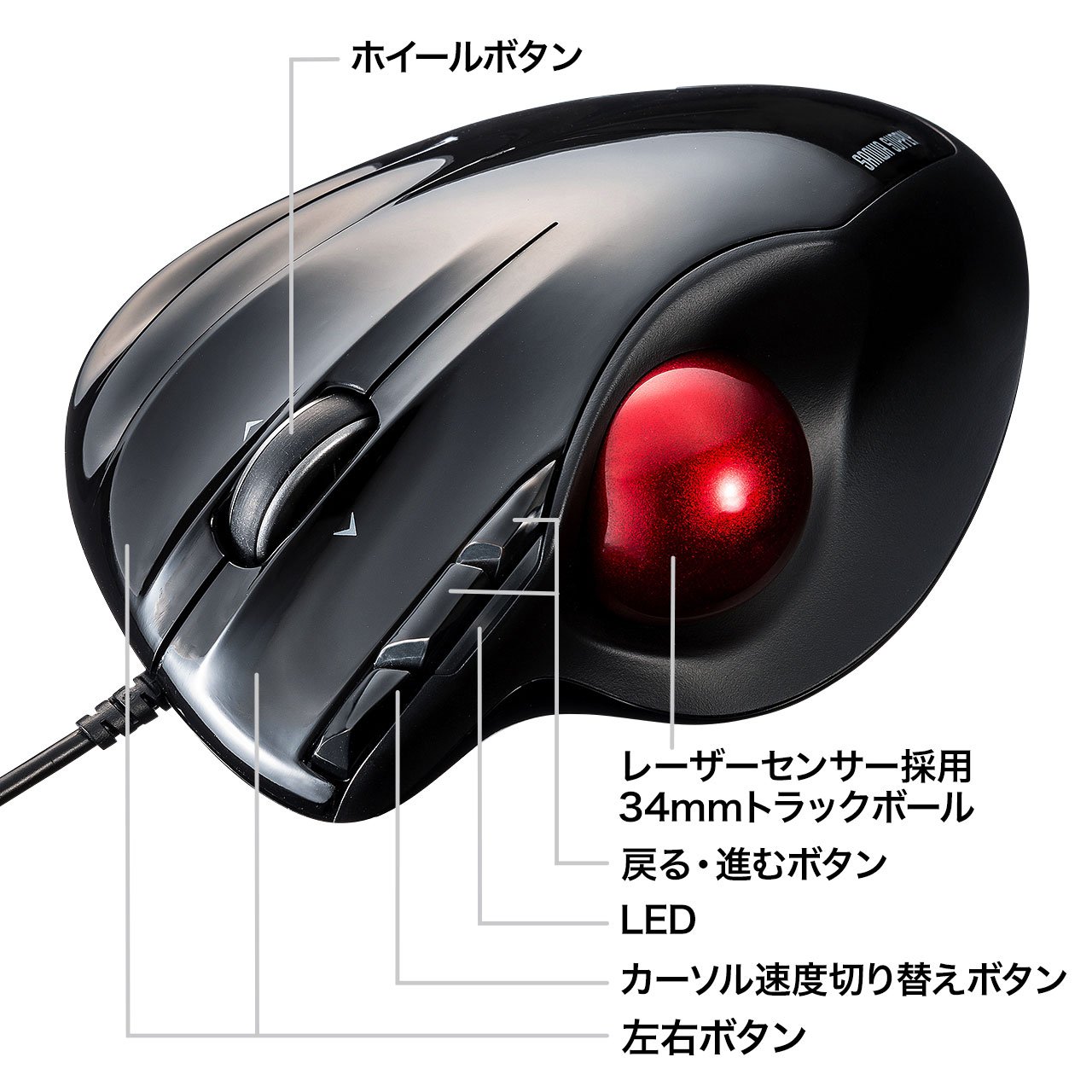 Wired Laser Trackball, Black MA-TB44BKN