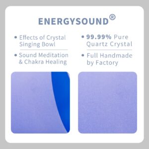 432Hz Perfect Pitch G Note Throat Chakra Blue Colored Frosted Quartz Crystal Singing Bowl 10 inch mallet & o-ring included