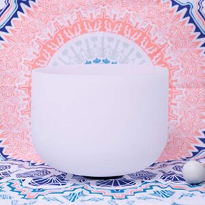 432hz perfect pitch g note throat chakra frosted quartz crystal singing bowl 8 inch mallet and o-ring included