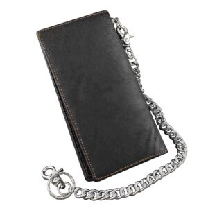 Biker Rock Star Concho Mens Card Money Long Black Real Leahter Wallet With Chain