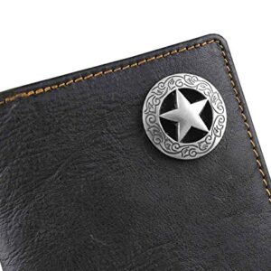 Biker Rock Star Concho Mens Card Money Long Black Real Leahter Wallet With Chain