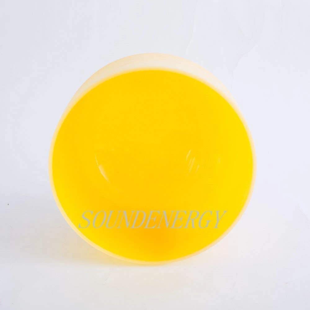 432Hz Perfect Pitch E Note Solar Plexus Chakra Yellow Colored Frosted Quartz Crystal Singing Bowl 8 inch mallet &o-ring included