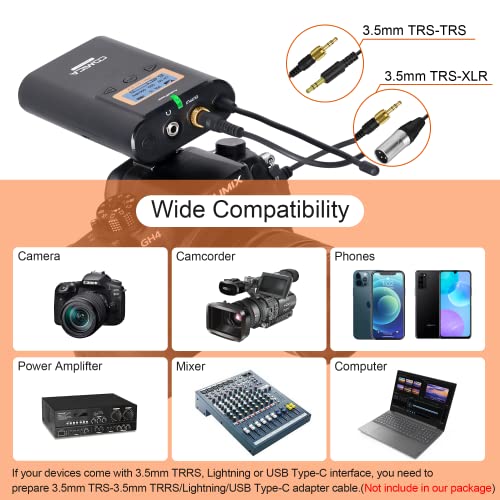 Comica CVM-WM100H Wireless Handheld Microphone with UHF 48 Channels, 328 ft Wireless Range,Real time Monitor, LCD Display, Wireless Microphone for Camera, Camcorder, iPhone, Samsung and More