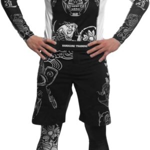 Hardcore Training Men's Rash Guard Compression Long Sleeve Jiu Jitsu, MMA No-Gi, Tight BJJ Grappling Base Layer Combat