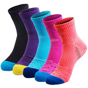 Veatree 5 Pairs Women Cushioned Moisture Wicking Socks for Hiking Trekking Running Camping Outdoor