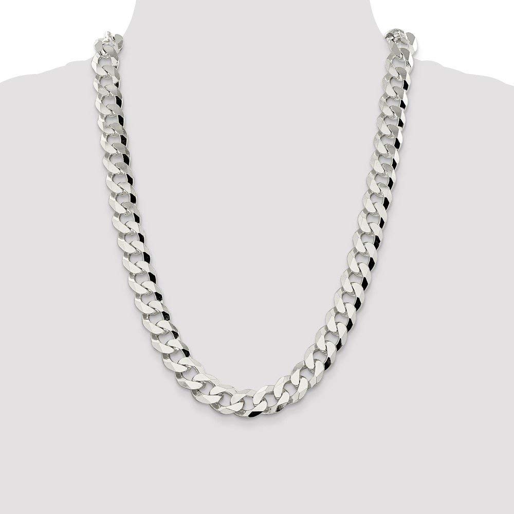 925 Sterling Silver 14mm Beveled Curb Chain Necklace, Bracelet or Anklet