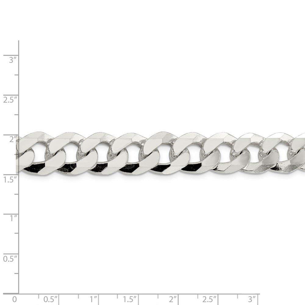 925 Sterling Silver 14mm Beveled Curb Chain Necklace, Bracelet or Anklet