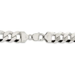 925 Sterling Silver 14mm Beveled Curb Chain Necklace, Bracelet or Anklet