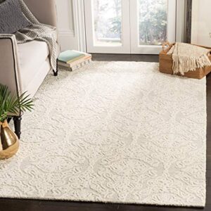 SAFAVIEH Blossom Collection Area Rug - 8' x 10', Beige & Ivory, Handmade Wool, Ideal for High Traffic Areas in Living Room, Bedroom (BLM112B)