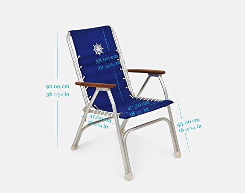 FORMA MARINE Boat Chairs High Back Off-White Deck Folding Marine Aluminum Teak Furniture Set of 2 M150W