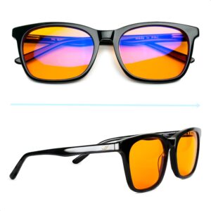 THL SLEEP XL Orange Blue Light Blocking Glasses for Men - Sleep & Migraine Glasses - Engineered 99.5% Amber Blue Light Glasses for Computer Eye Strain & Eye Fatigue - Blue Blockers for Gaming & More