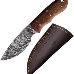 BucknBear Handmade Mini Hunter Damascus Steel Walnutwood Handle