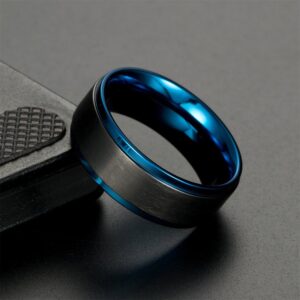 LOVERSRING Couple Ring Bridal Set His Hers Women Black Gold Filled Blue Agate Men Stainless Steel Wedding Ring Band