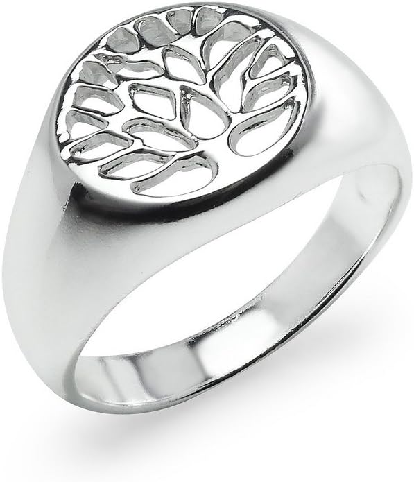 SILVERLINE JEWELRY - 925 Sterling Silver Celtic Tree Of Life Round Signet Biker Band Ring | Sizes 5-13