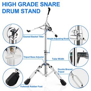 vangoa snare drum stand lightweight double braced adjustable height snare stand with carrying bag fit 10" to 15" dia drums