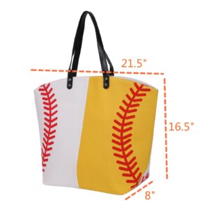 Large Baseball Tote Bag Sports Prints Utility Tote Beach Bag Travel Bag