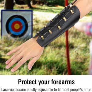 Tbest Leather Arm Guards Armguard for Archery Brown/Black Adult Youth Leather Protective Arm Guards Protector Wristband Costume for Recurve Bow Shooting Hunting, Adjustable