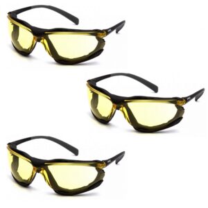 pyramex proximity safety glasses (3 pair) (amber h2x anti-fog sb9330st)