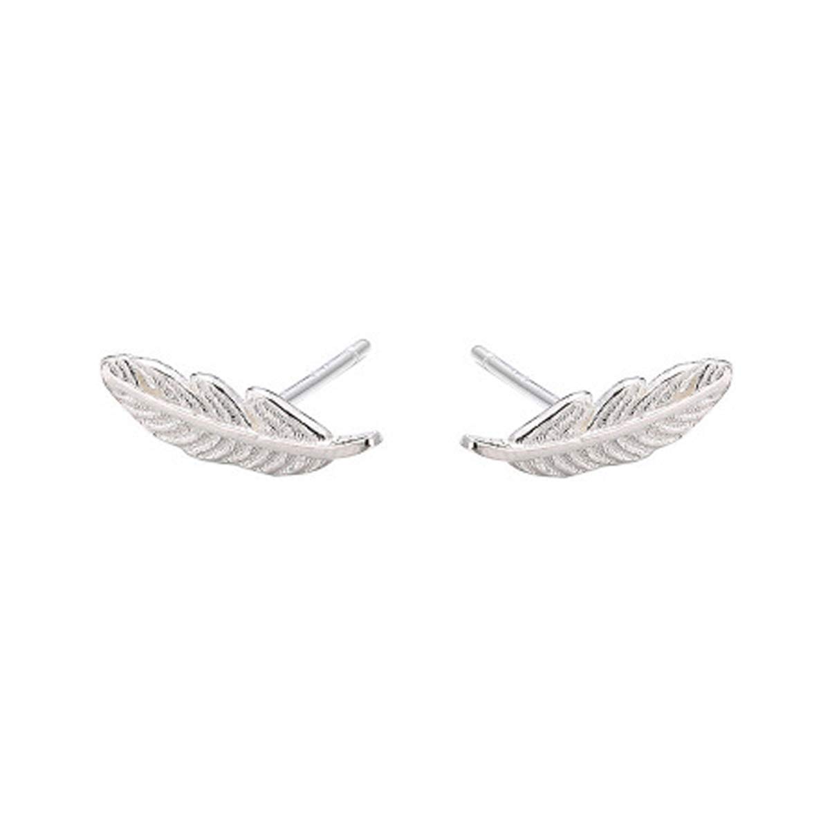 SLUYNZ Genuine 925 Sterling Silver Tiny Feather Studs Earrings for Women Sterling Silver Studs Earrings