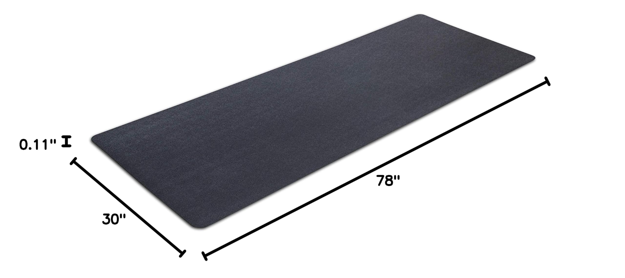 Exercise Equipment Mat for Under Treadmill, Stationary Bike, Rowing Machine, Elliptical, Fitness Equipment, Home Gym Floor Protection, 30" x 78", Black