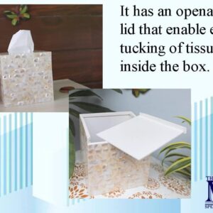 Square Tissue Holder – Decorative Tissue Box Cover is Finished in Beautiful Mother of Pearl by The Metal Magician