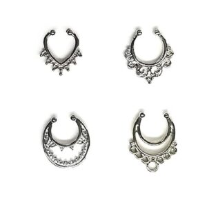 Aoyoho 21Pcs Fake Septum Clicker Nose Ring Rhinestone Non Piercing Hanger Clip Body Jewelry (Silver)