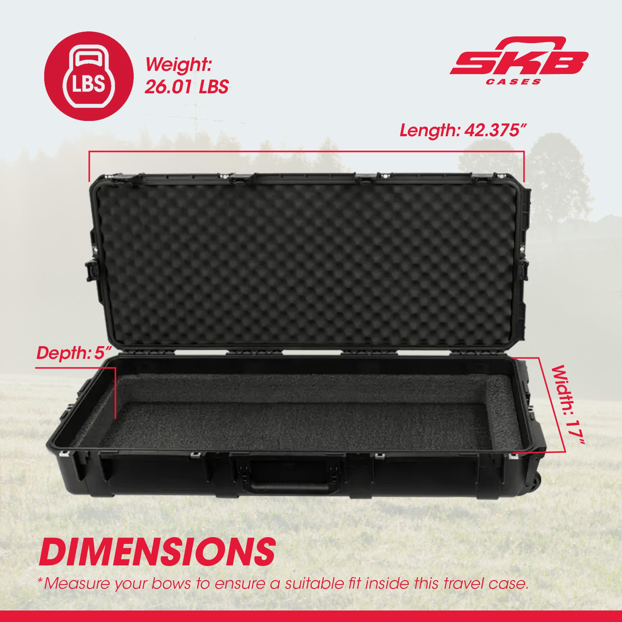 SKB Cases iSeries Portable Heavy Duty Double Rifle or Parallel Limb Bow Carrying Large Case