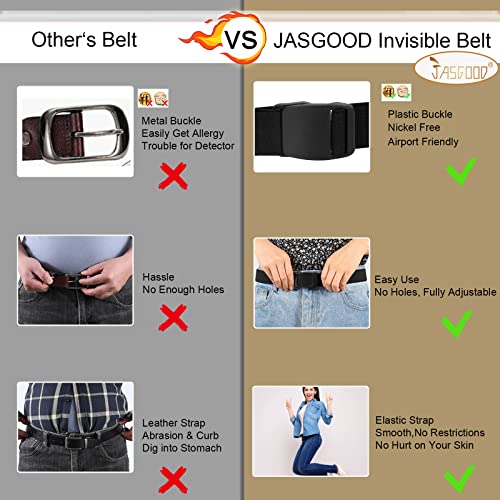 JASGOOD Womens Invisible Belt Comfortable Elastic Adjustable No Show Web Belt for Women or Men